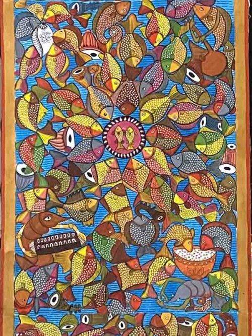 Kalighat Painting-  Fishs’ Wedding