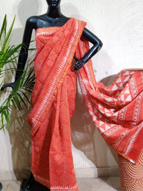 Dabu Block Printed Saree