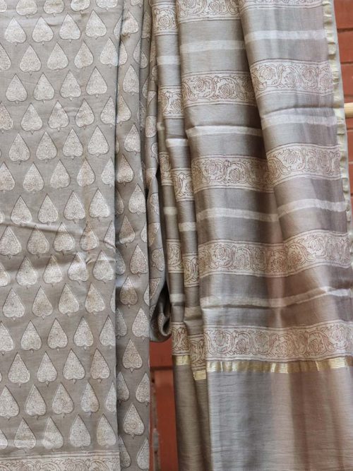 Dabu Print Chanderi Saree
