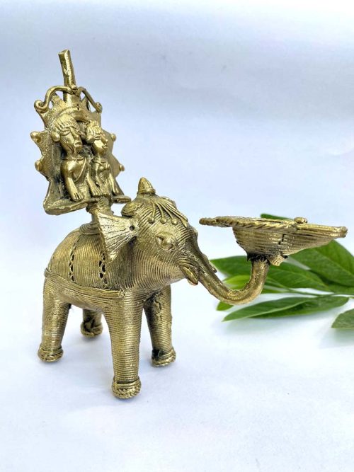 Dhokra Gaja Gouri Lamp