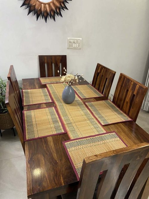 River Grass Handcrafted Set of 6 Table Mats and Runner