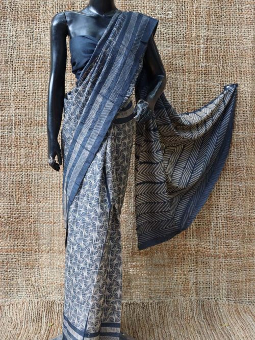 Shibori Tussar Silk Saree