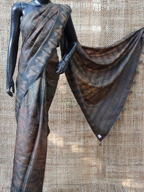 Shibori Tussar Silk Saree