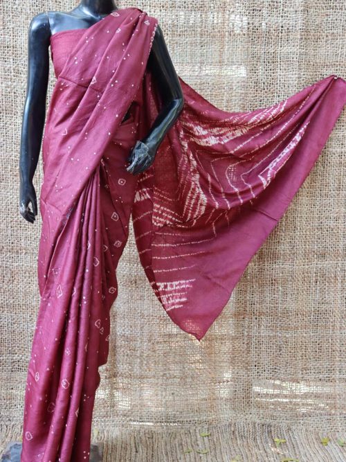 Bandhani Tussar Silk Sare...