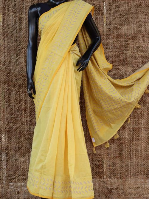 Applique Chanderi Saree