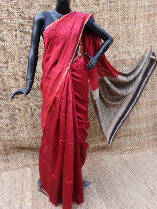 Handloom Tussar Silk Sare...