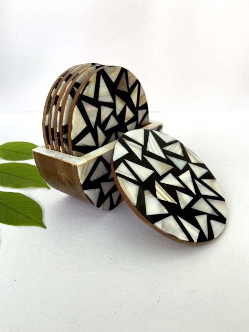 Mother Pearl Inlay Coaster Set of 6