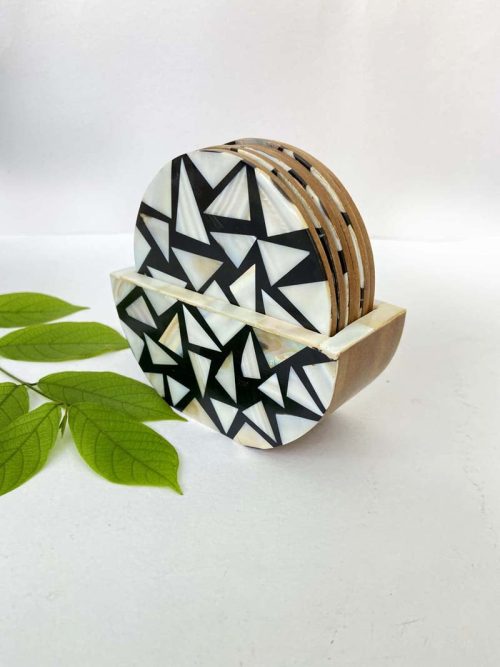 Mother Pearl Inlay Coaster Set of 6
