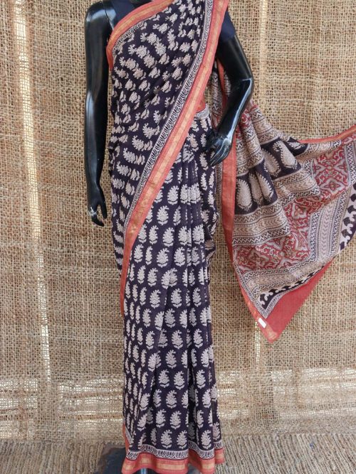 Bagh Block Printed Maheshwari Saree