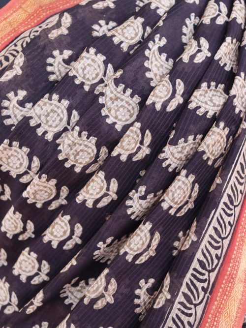 Bagh Block Printed Maheshwari Saree