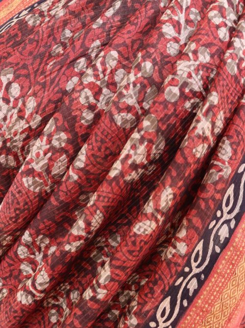 Bagh Block Printed Maheshwari Saree