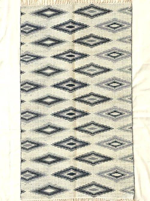 Grey-White Patterned Dhurrie