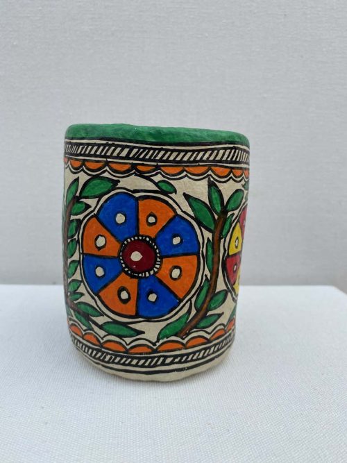 Madhubani Painted Papier mache Penstand