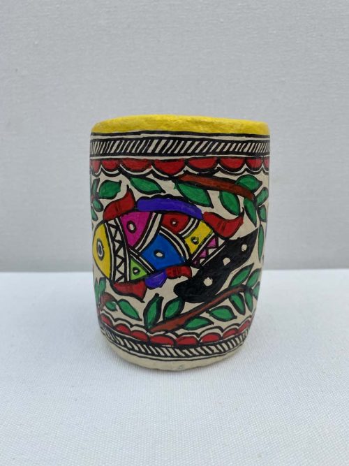 Madhubani Painted Papier mache Penstand
