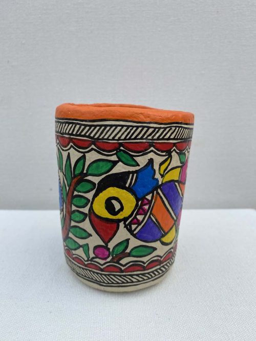 Madhubani Painted Papier mache Penstand