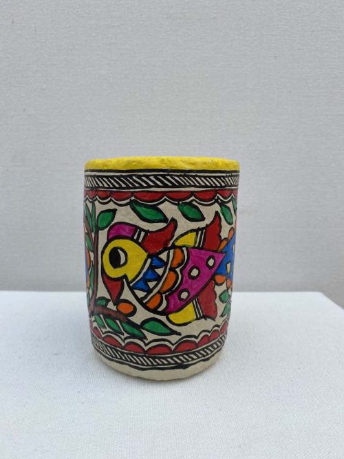 Madhubani Painted Papier mache Penstand