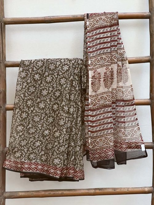 Hand block printed Kota Doriya Saree