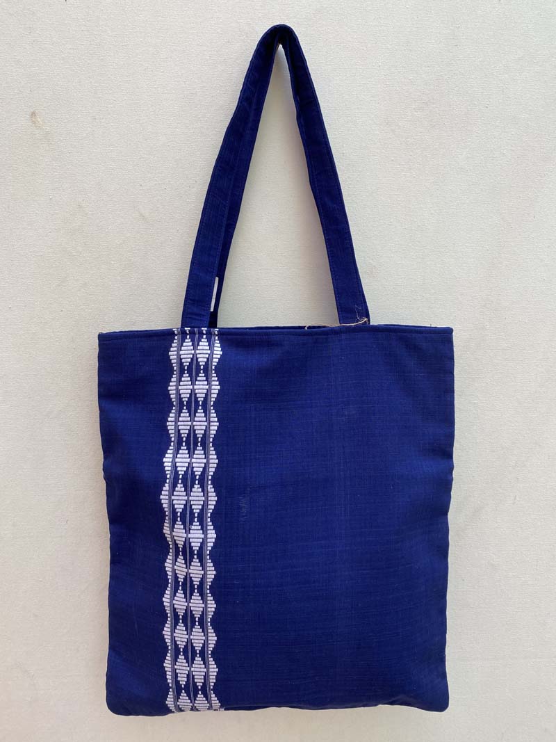 Cotton indigo kalamkari lace bag – Handpicked