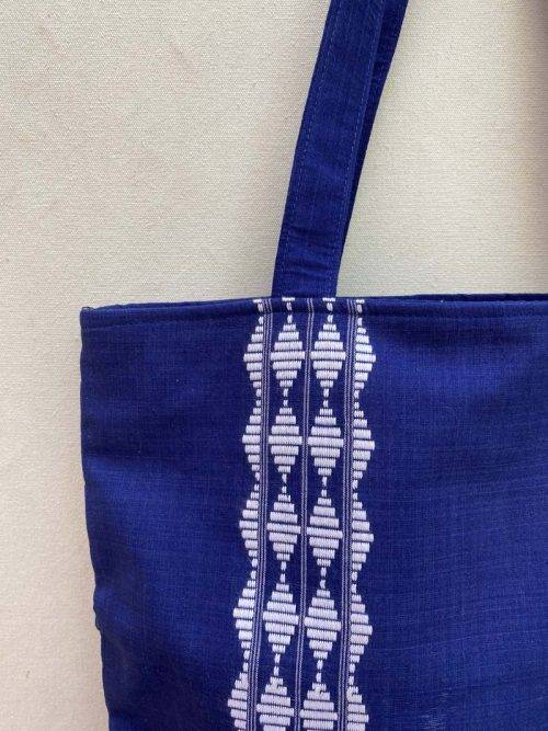 Woven Indigo Cotton Tote Bag