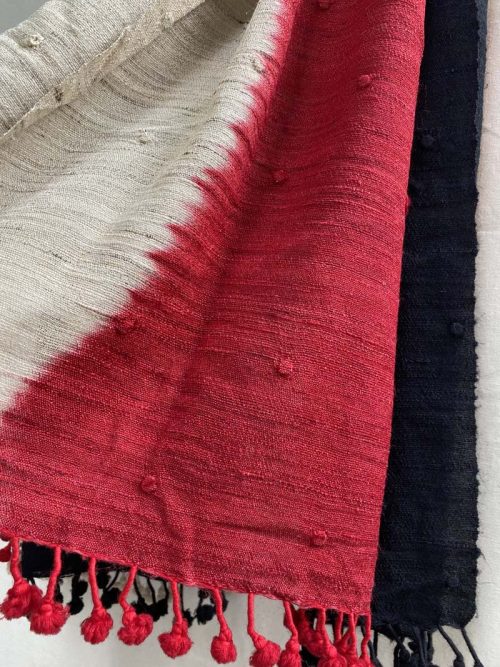 Mirror Work Tussar Silk Shawl