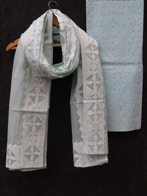 Applique Cotton Suit Set With Dupatta