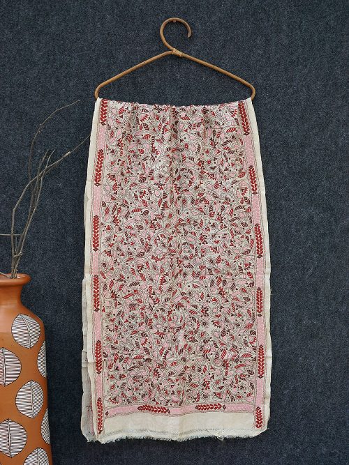 Kantha Embroidered Tussar Silk Stole