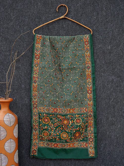 Kantha Embroidered Tussar Silk Stole