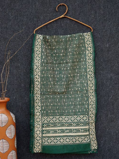 Kantha Embroidered Tussar Silk Stole