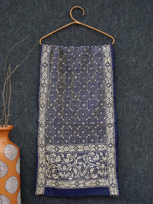 Kantha Embroidered Tussar Silk Stole