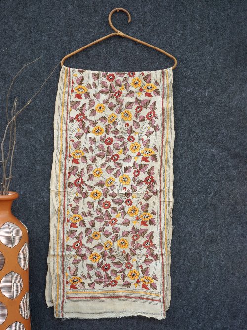 Kantha Embroidered Tussar Silk Stole