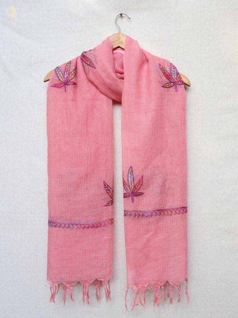 Aari Embroidered Kota Doria Dupatta with Tassels