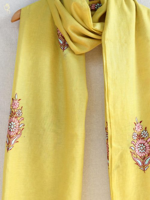 Aari Embroidered Chanderi Dupatta with Tassels