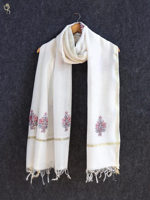 Aari Embroidered Chanderi...