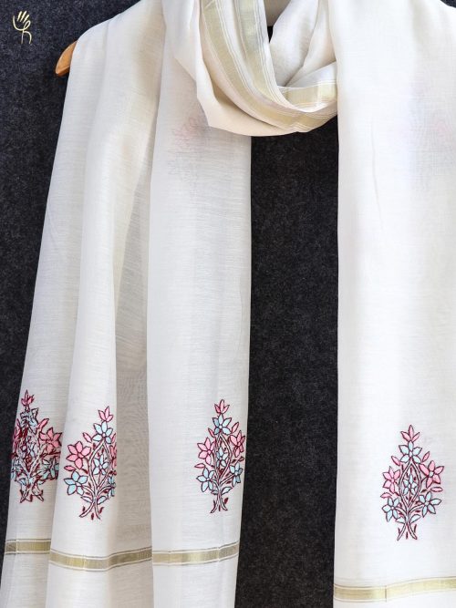 Aari Embroidered Chanderi...