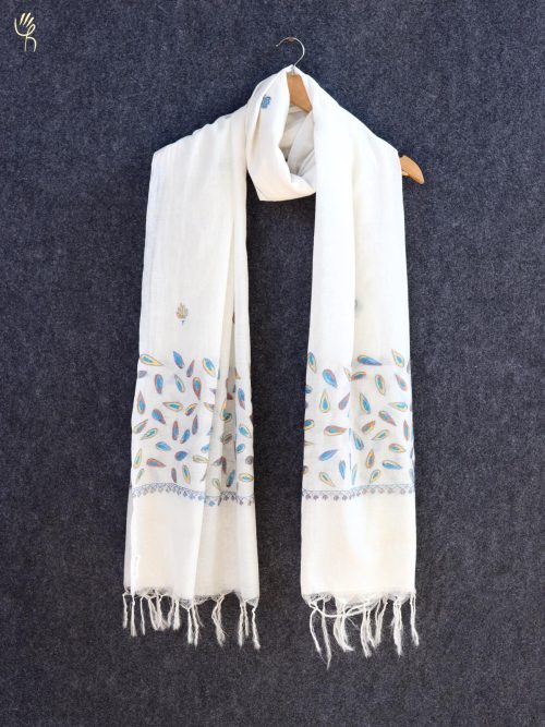 Aari Embroidered Chanderi Dupatta with Tassels