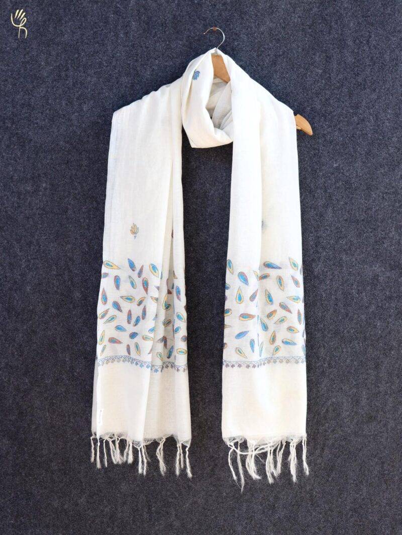 Aari Embroidered Chanderi Dupatta with Tassels