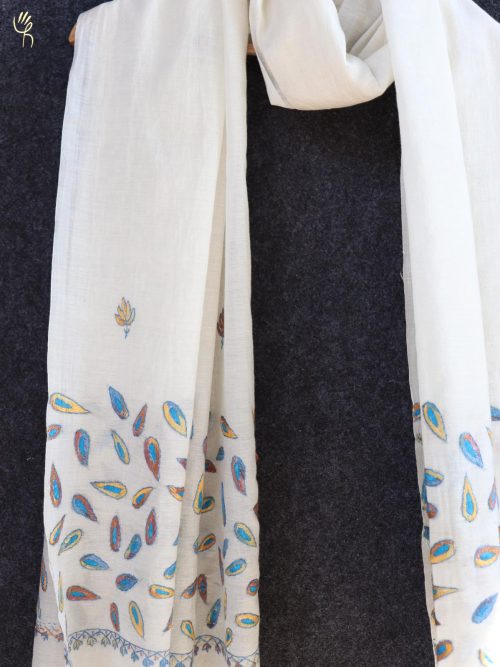 Aari Embroidered Chanderi Dupatta with Tassels