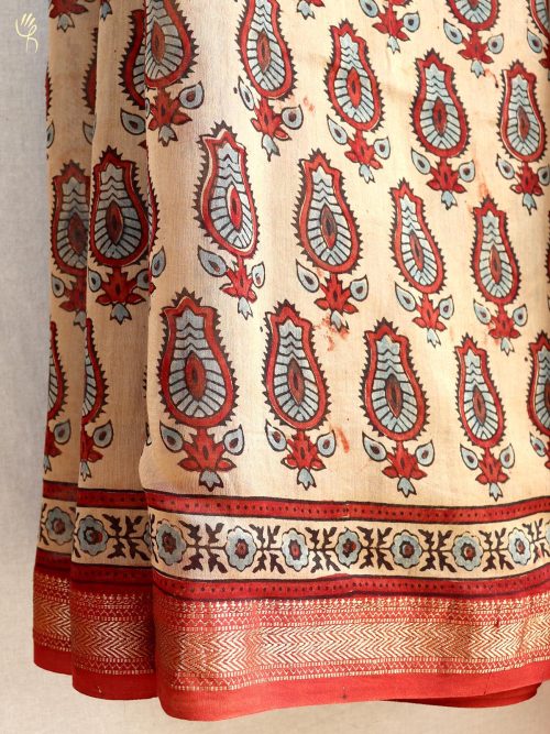 Ajrakh Handwoven Silk Saree