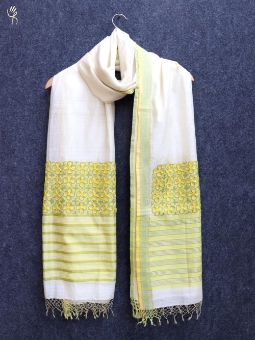 Embroidered Chanderi Dupatta with Tassels