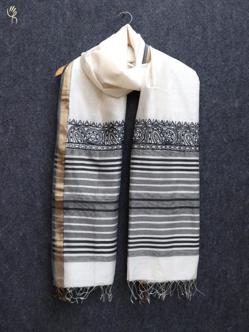 Embroidered Chanderi Dupatta with Tassels