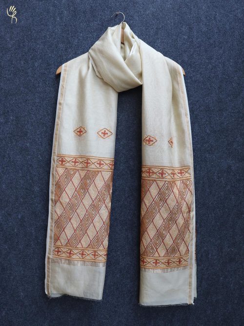 Embroidered Chanderi Dupatta with Tassels