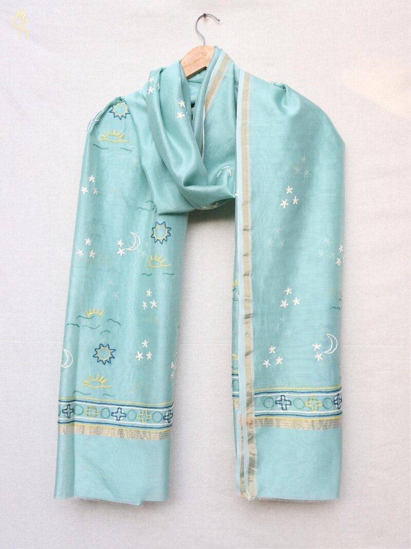 Embroidered Chanderi Dupatta with Tassels
