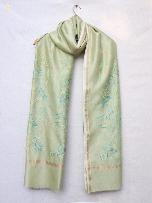 Embroidered Chanderi Dupatta with Tassels