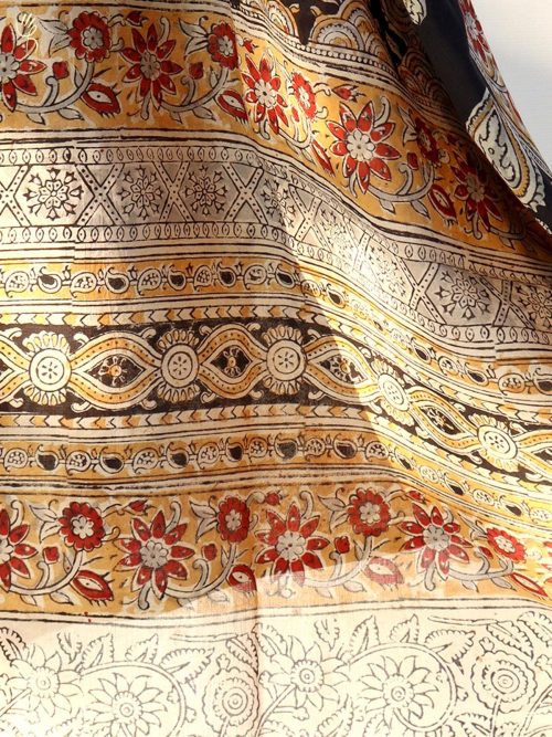 Kalamkari Block Printed Silk Saree