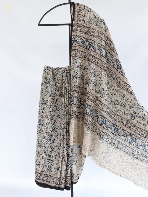 Kalamkari Block Printed Silk Saree