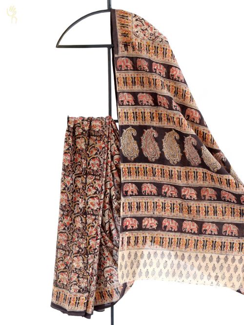 Kalamkari Block Printed Silk Saree