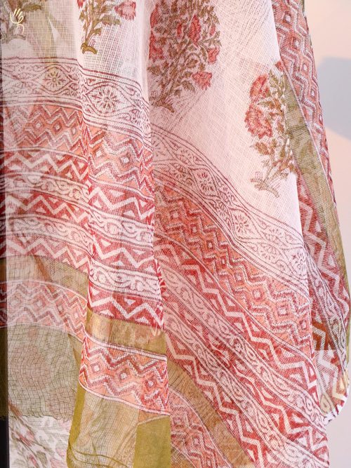 Hand Block Printed Kota Doria Saree