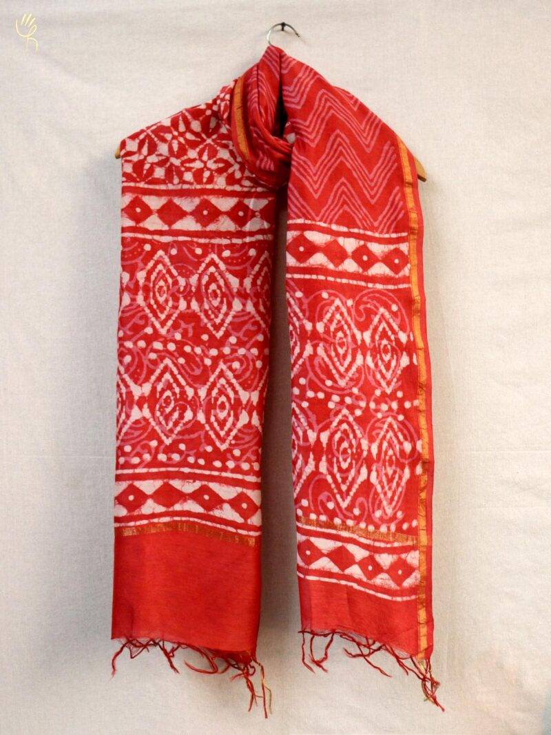 Hand block printed Chanderi Silk Dupatta