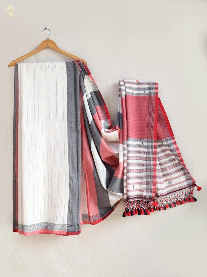 Bhujodi White Cotton Saree
