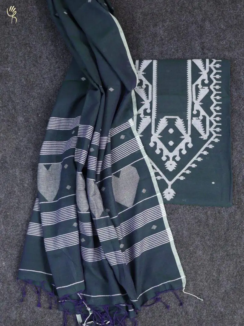 Jamdani Handloom Cotton Black Suit 2 Pcs Set